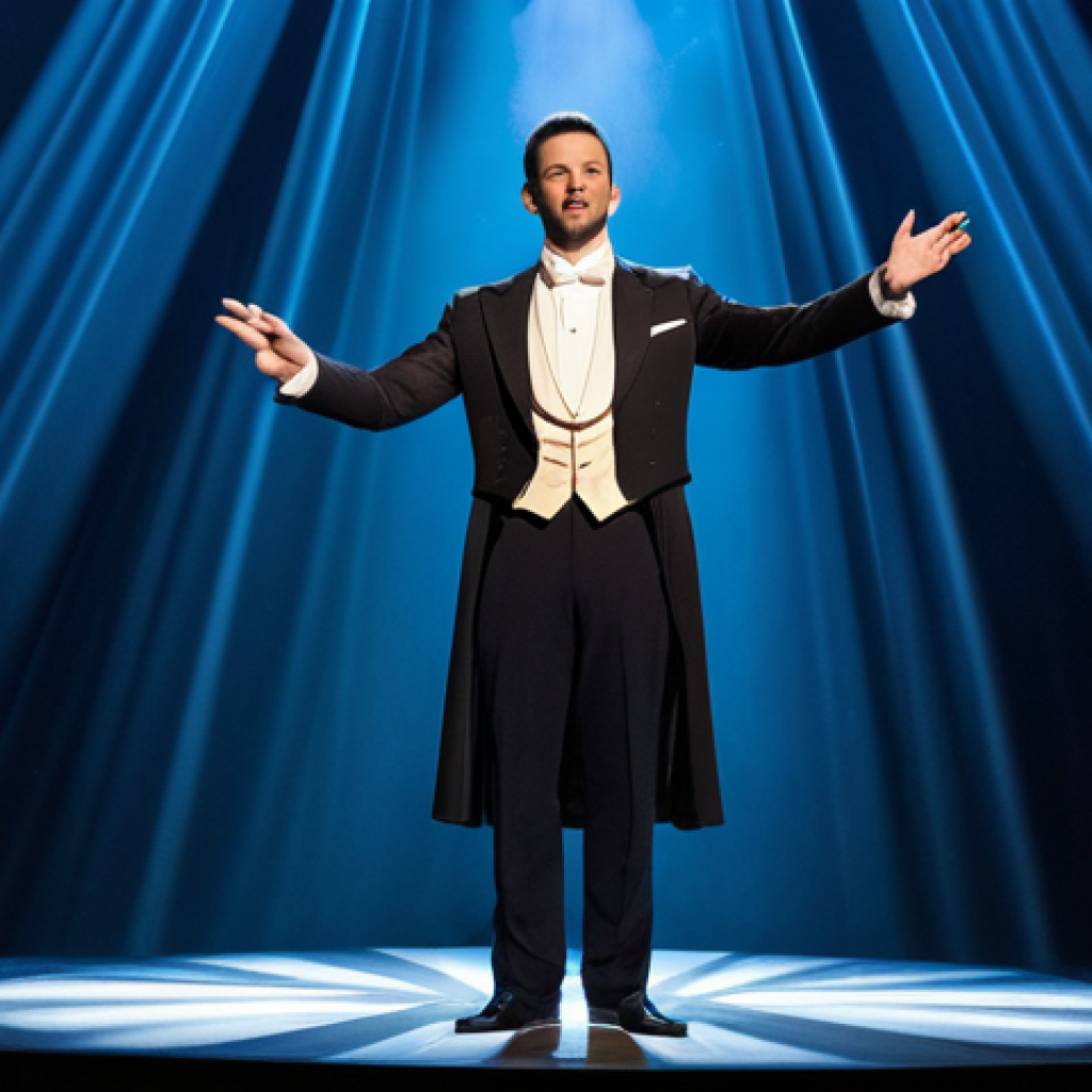 Stage Illusion Grandeur**
"A professional magician in a fully clothed, elegant stage costume, performing a classic levitation illusion on a large stage with dramatic lighting, appropriate attire, safe for work, perfect anatomy, natural proportions, professional photography, high quality, family-friendly, well-formed hands, proper finger count, natural body proportions."
**