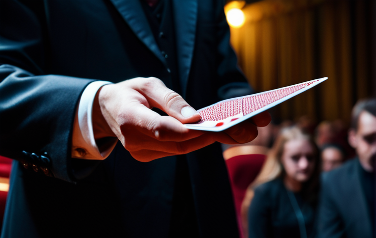 A Magician's Hands**
"Close-up of a magician's hands performing a card trick, fully clothed, appropriate attire, focus on the sleight of hand, well-formed hands, proper finger count, surrounded by a blurred background of a captivated audience in a dimly lit theater, safe for work, professional magic performance, perfect anatomy, natural proportions, high quality, magic show atmosphere."
**