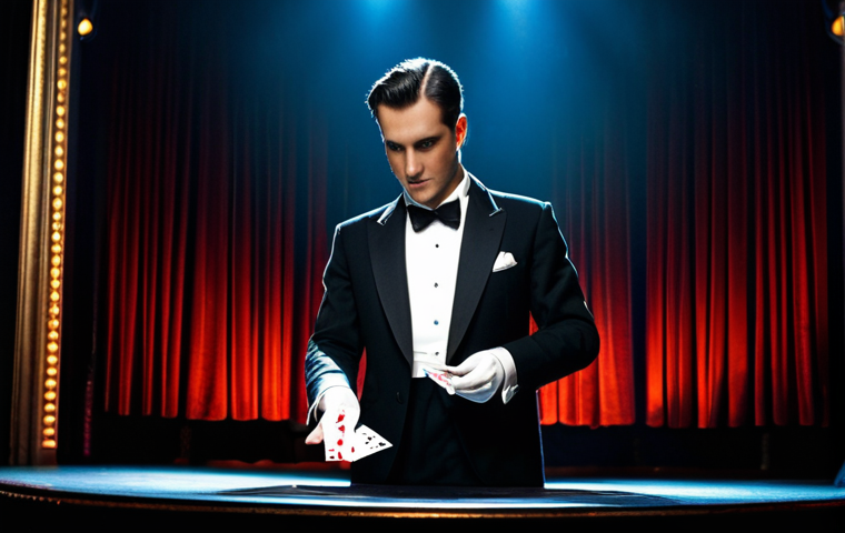 The Magician's Secret**
* **Subject:** A magician on a brightly lit stage, in a classic tuxedo, fully clothed, performing a card trick. The focus is on their hands, subtly manipulating the cards.
* **Environment:** Ornate, vintage theater with a captivated audience in the background. Stage lights create dramatic shadows.
* **Style:** Photorealistic, professional photography, with an emphasis on detailed textures (cards, tuxedo fabric).
* **Modifiers:** "safe for work", "appropriate content", "fully clothed", "professional", perfect anatomy, natural proportions, well-formed hands, proper finger count, mysterious atmosphere.
**