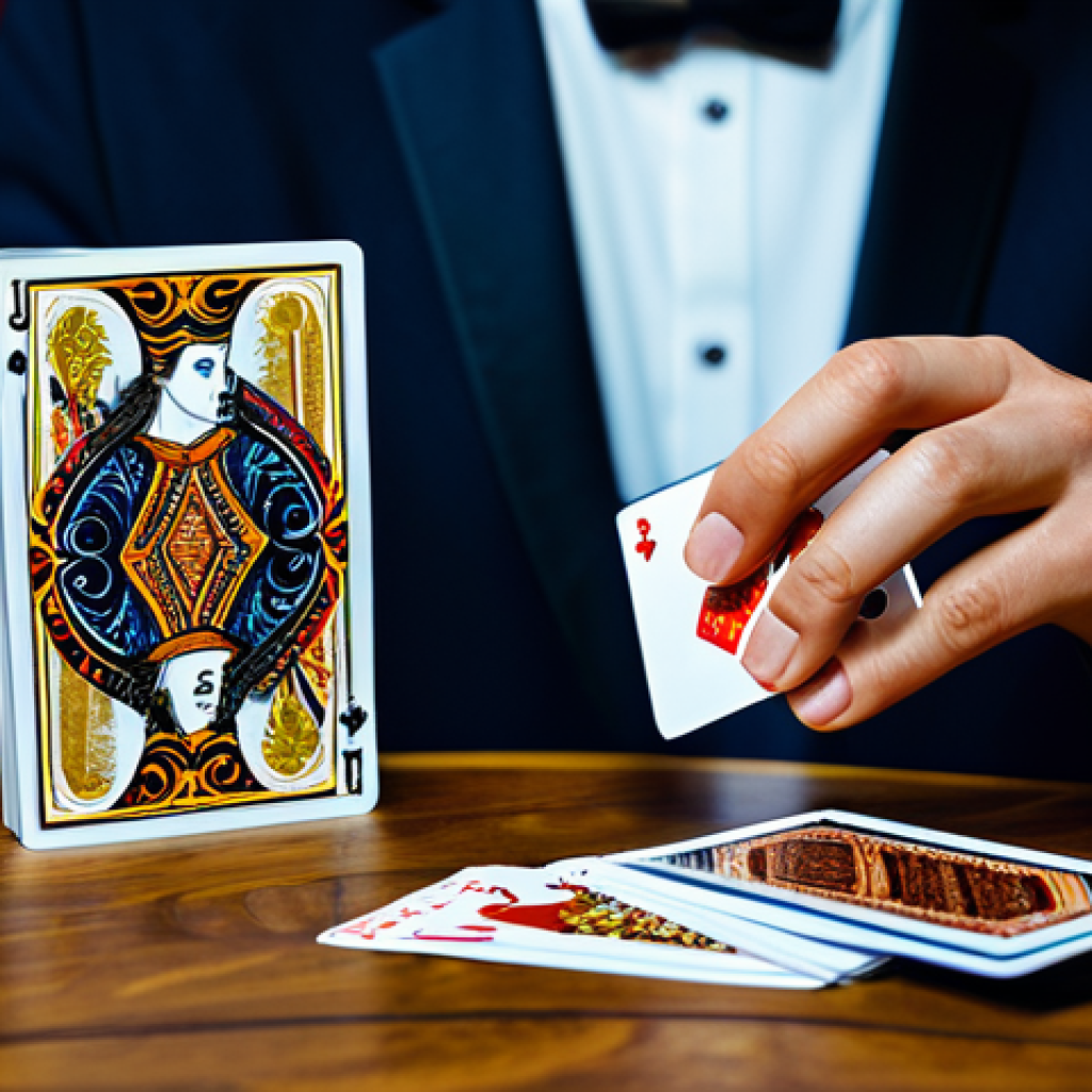마술 입문자용 도구 - Card Magic**

A magician's hands expertly performing a card flourish with a Bicycle Rider Back deck....