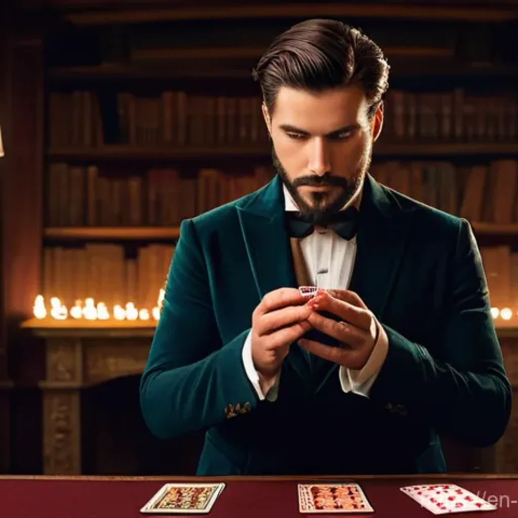 마술 연습 팁 - **Prompt 1: The Enigmatic Card Trick**
"A sophisticated male magician, in his late 20s, with a n...