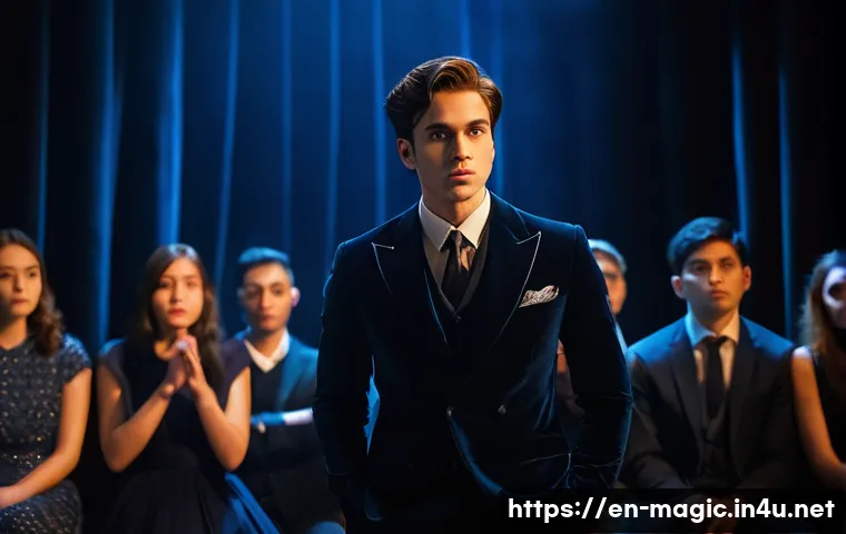 마술 트릭 - **Prompt for Psychological Magic and Misdirection:**
"A male magician, dressed in a sharp, dark ...